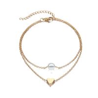 Simple Style Round Heart Shape Gold Plated Silver Plated Imitation Pearl Alloy Wholesale Anklet sku image 7