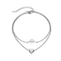 Simple Style Round Heart Shape Gold Plated Silver Plated Imitation Pearl Alloy Wholesale Anklet sku image 8