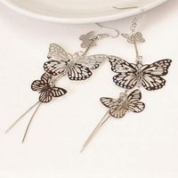 Wholesale Jewelry 1 Pair Vintage Style Butterfly Metal Gold Plated Silver Plated Drop Earrings main image 2