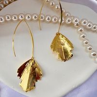 Wholesale Jewelry 1 Pair Vintage Style Ginkgo Leaf Metal Gold Plated Drop Earrings main image 4