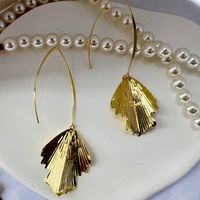 Wholesale Jewelry 1 Pair Vintage Style Ginkgo Leaf Metal Gold Plated Drop Earrings main image 2