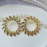 Wholesale Jewelry 1 Pair Vintage Style Leaves Alloy Gold Plated Silver Plated Ear Studs sku image 1