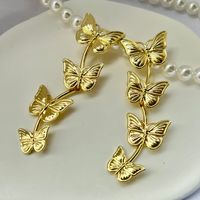Wholesale Jewelry 1 Pair Artistic Butterfly Alloy Gold Plated Silver Plated Drop Earrings sku image 1
