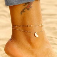 Simple Style Animal Cross Moon Gold Plated Silver Plated Imitation Pearl Alloy Wholesale Anklet main image 2