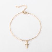 Simple Style Animal Cross Moon Gold Plated Silver Plated Imitation Pearl Alloy Wholesale Anklet sku image 11