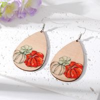 Wholesale Jewelry 1 Pair Retro Pastoral Leaves Flower Wood Resin Drop Earrings sku image 4