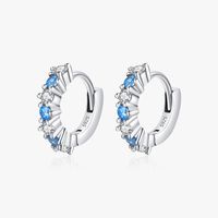 1 Pair Sweet Round Sterling Silver Plating Inlay Zircon Rhodium Plated Earrings main image 3