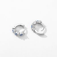 1 Pair Sweet Round Sterling Silver Plating Inlay Zircon Rhodium Plated Earrings main image 2