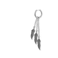 1 Piece Simple Style Feather Titanium Steel Tassel Chain Drop Earrings sku image 1