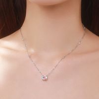 Elegant Round Sterling Silver Plating Inlay Zircon Rhodium Plated Pendant Necklace main image 4