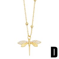 Japanese Style Dragonfly Copper Plating Inlay Zircon 18k Gold Plated Pendant Necklace main image 3