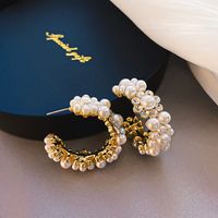 1 Pair Elegant C Shape Diamond Alloy Earrings sku image 2