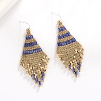 Wholesale Jewelry 1 Pair Bohemian Color Block Seed Bead Drop Earrings sku image 2