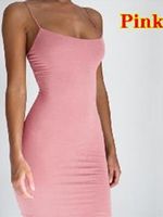 Women's Strap Dress Sexy Round Neck Sleeveless Solid Color Above Knee Casual Daily Beach main image 6