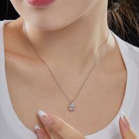 Elegant Square Sterling Silver Plating Inlay Zircon Pendant Necklace main image 5