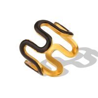 Einfacher Stil Wellen Rostfreier Stahl Emaille Überzug 18 Karat Vergoldet Wellenring sku image 3