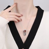 Ethnic Style Leaf Sterling Silver Plating Inlay Zircon Pendant Necklace main image 5