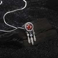 Ethnic Style Leaf Sterling Silver Plating Inlay Zircon Pendant Necklace main image 4
