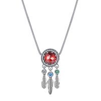 Ethnic Style Leaf Sterling Silver Plating Inlay Zircon Pendant Necklace main image 3