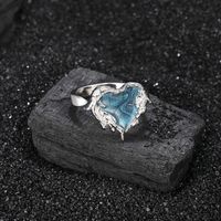 Einfacher Stil Herzform Sterling Silber Epoxid Falten Ringe main image 3