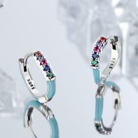1 Pair Elegant Multicolor Sterling Silver Epoxy Inlay Rhinestones Earrings main image 4