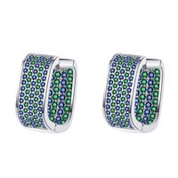 1 Pair Novelty Stripe Sterling Silver Inlay Gem Earrings main image 4