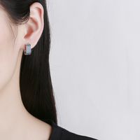 1 Pair Novelty Stripe Sterling Silver Inlay Gem Earrings main image 3