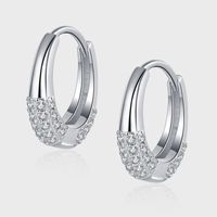 1 Paar Einfacher Stil Einfarbig Sterling Silber Inlay Zirkon Reif Ohrringe main image 1