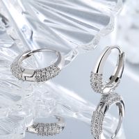 1 Paar Einfacher Stil Einfarbig Sterling Silber Inlay Zirkon Reif Ohrringe main image 4