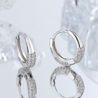 1 Paar Einfacher Stil Einfarbig Sterling Silber Inlay Zirkon Reif Ohrringe main image 3