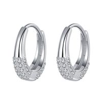 1 Paar Einfacher Stil Einfarbig Sterling Silber Inlay Zirkon Reif Ohrringe sku image 1