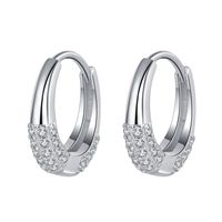 1 Paire Style Simple Couleur Unie Argent Sterling Incruster Zircon Boucles D'oreilles Cerceau sku image 1