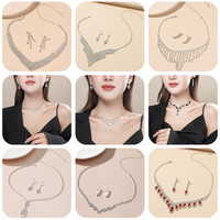 Shiny Geometric Water Droplets Alloy Inlay Crystal Women's Earrings Necklace main image 1