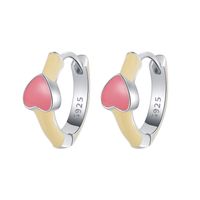 1 Pair Sweet Heart Shape Sterling Silver Enamel Plating Hoop Earrings main image 4