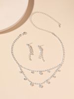Shiny Water Droplets Tassel Artificial Crystal Metal Inlay Rhinestones Women's Earrings Necklace main image 9