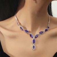Shiny Geometric Water Droplets Alloy Inlay Crystal Women's Earrings Necklace main image 5
