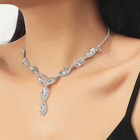 Shiny Geometric Water Droplets Alloy Inlay Crystal Women's Earrings Necklace main image 4