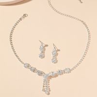 Shiny Geometric Water Droplets Alloy Inlay Crystal Women's Earrings Necklace main image 3