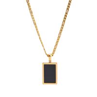 Stainless Steel 18K Gold Plated Simple Style Inlay Rectangle Shell Pendant Necklace sku image 1