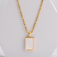 Stainless Steel 18K Gold Plated Simple Style Inlay Rectangle Shell Pendant Necklace sku image 2