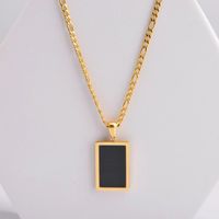 Stainless Steel 18K Gold Plated Simple Style Inlay Rectangle Shell Pendant Necklace main image 4