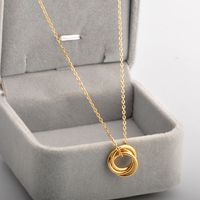 Acero Titanio Chapados en oro de 18k Estilo Simple Enchapado Circulo Diamantes De Imitación Collar main image 3