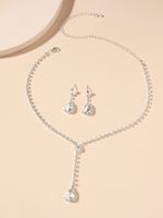 Shiny Geometric Water Droplets Alloy Inlay Crystal Women's Earrings Necklace sku image 5
