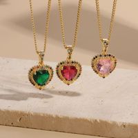 Casual Heart Shape Copper Irregular Inlay Zircon 14k Gold Plated Pendant Necklace main image 5