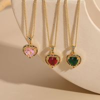 Casual Heart Shape Copper Irregular Inlay Zircon 14k Gold Plated Pendant Necklace main image 1
