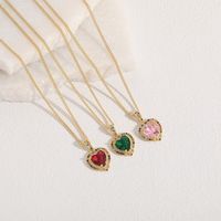 Casual Heart Shape Copper Irregular Inlay Zircon 14k Gold Plated Pendant Necklace main image 3