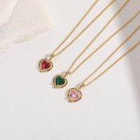 Casual Heart Shape Copper Irregular Inlay Zircon 14k Gold Plated Pendant Necklace main image 4