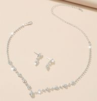 Shiny Geometric Water Droplets Alloy Inlay Crystal Women's Earrings Necklace sku image 11