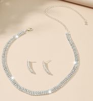 Shiny Geometric Water Droplets Alloy Inlay Crystal Women's Earrings Necklace sku image 13