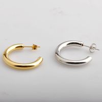 1 Pair Simple Style C Shape Plating Titanium Steel 18k Gold Plated Ear Studs main image 4